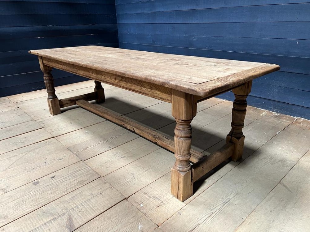 Large Bleached Oak Farmhouse Dining Table 