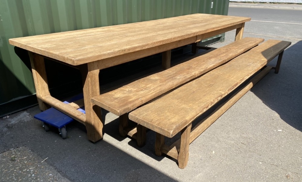 Massive 3.5M French Farmhouse Table & Benches (Would Split)