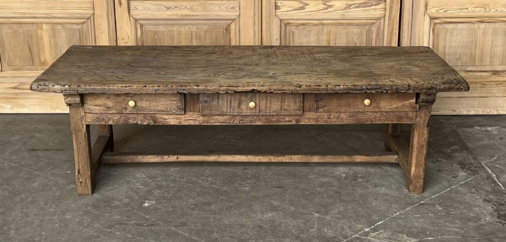 Large French Rustic Oak Coffee Table