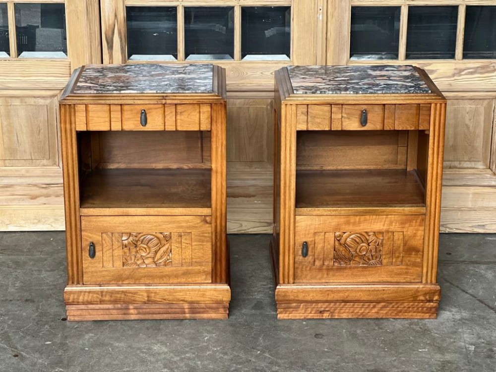 Quality Pair Art Deco French Bedside Cupboards