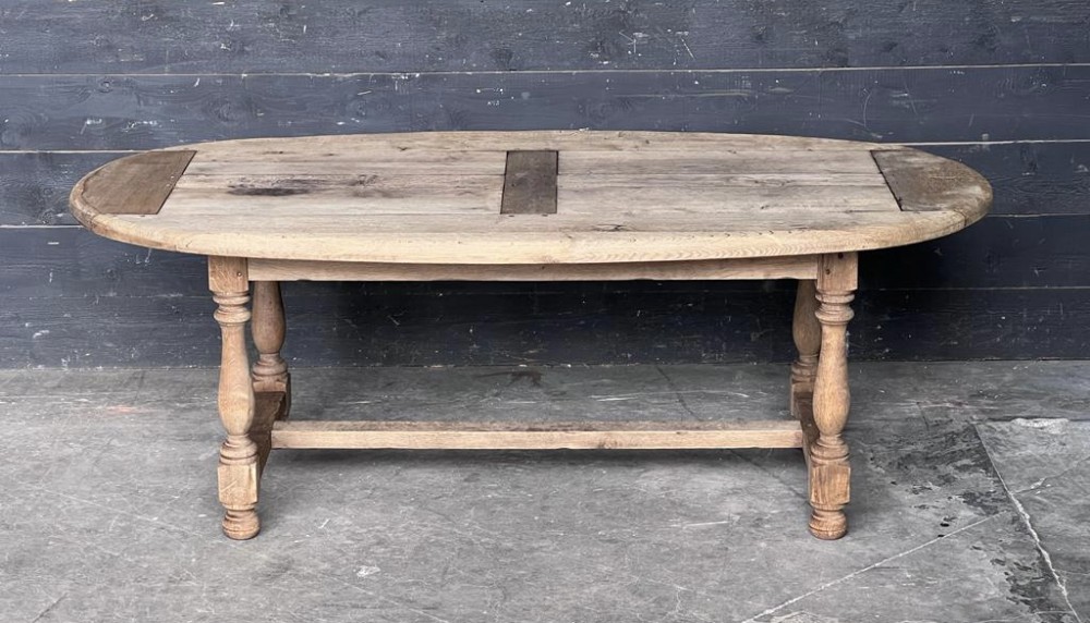 Oval Bleached Oak Farmhouse Dining Table 