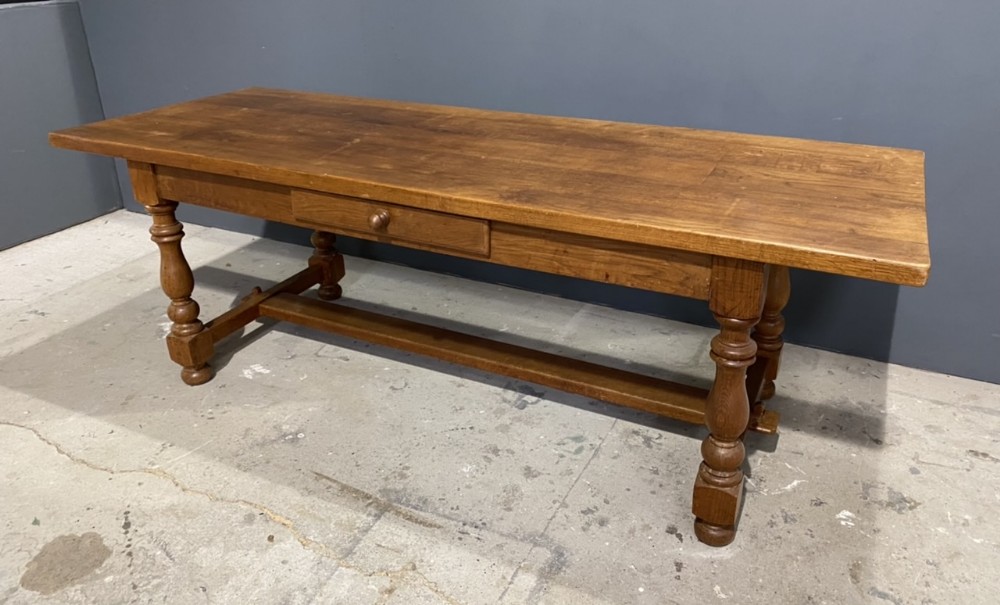 Lovely French Oak Farmhouse Dining Table with Drawer