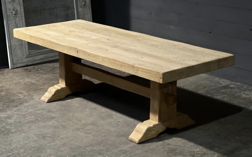 Rare Wide and Long Oak Farmhouse Dining Table 