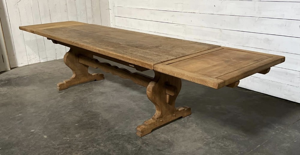Extending French Oak Farmhouse Dining Table 