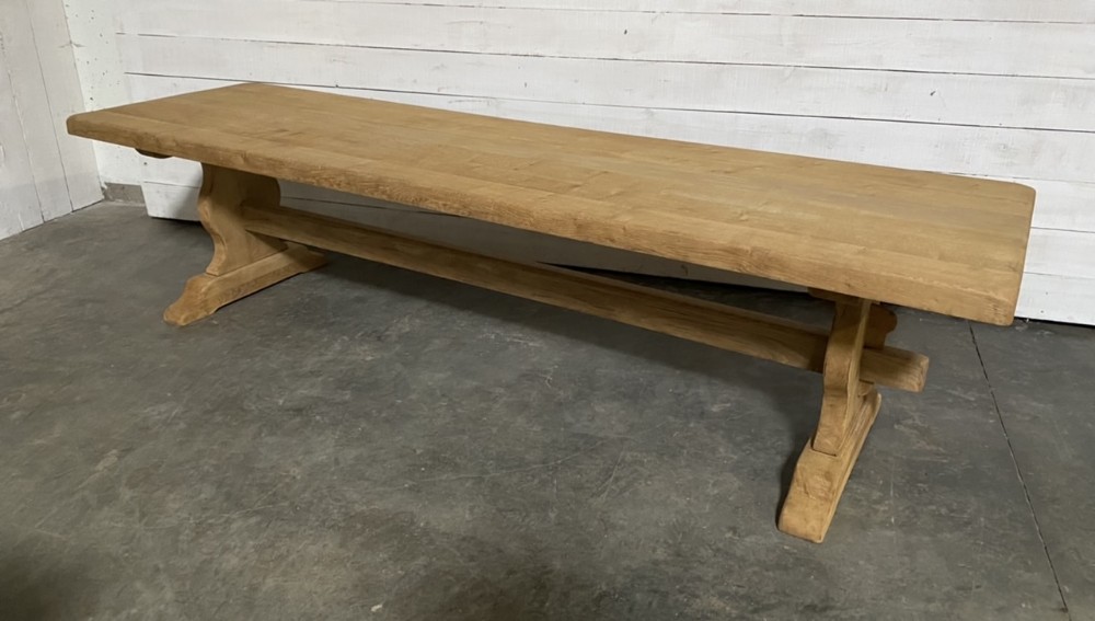 Huge French Bleached Oak Farmhouse Dining Table 