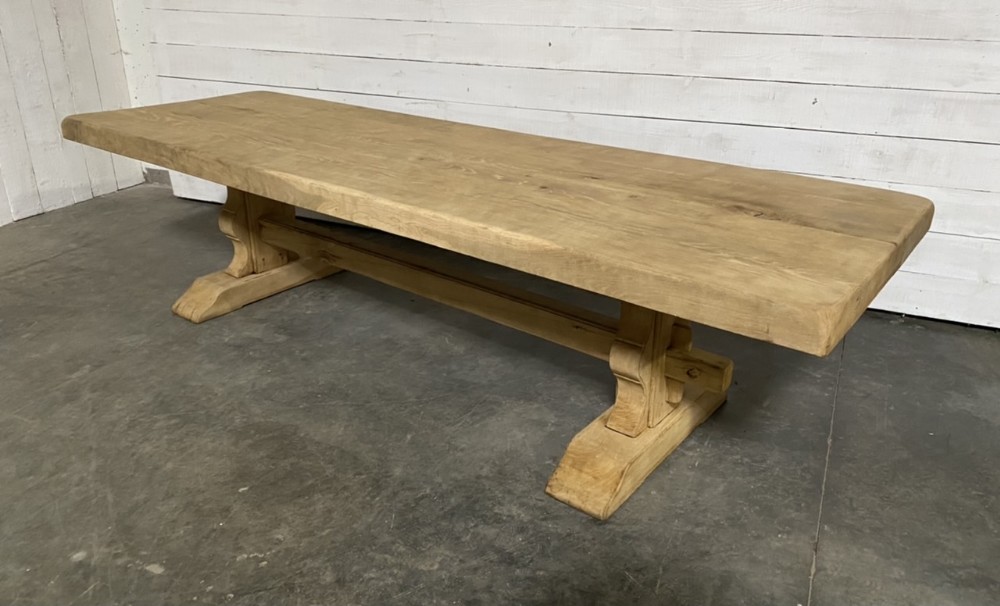 Huge Long & Deep French Bleached Oak Farmhouse Dining Table 