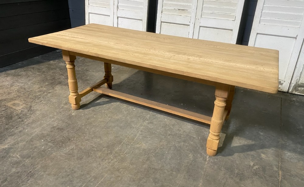 Wide French Bleached Oak Farmhouse Dining Table 