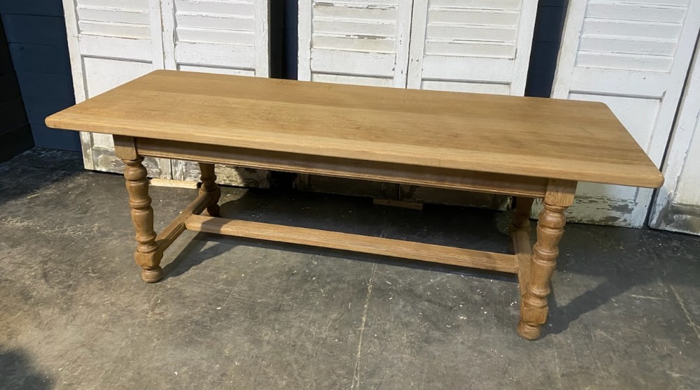 French Bleached Oak Farmhouse Dining Table 