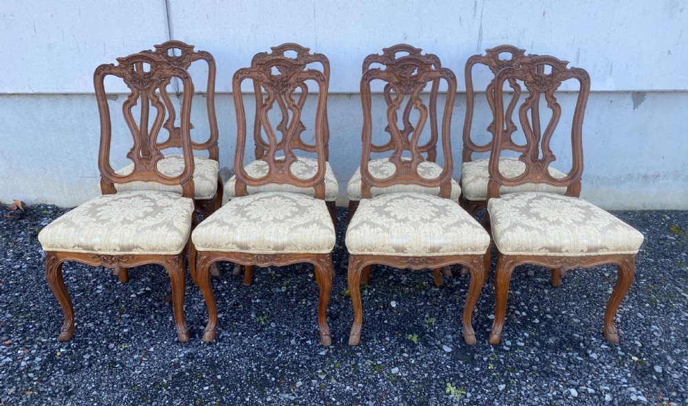 Lovely Set 8 French Oak Dining Chairs