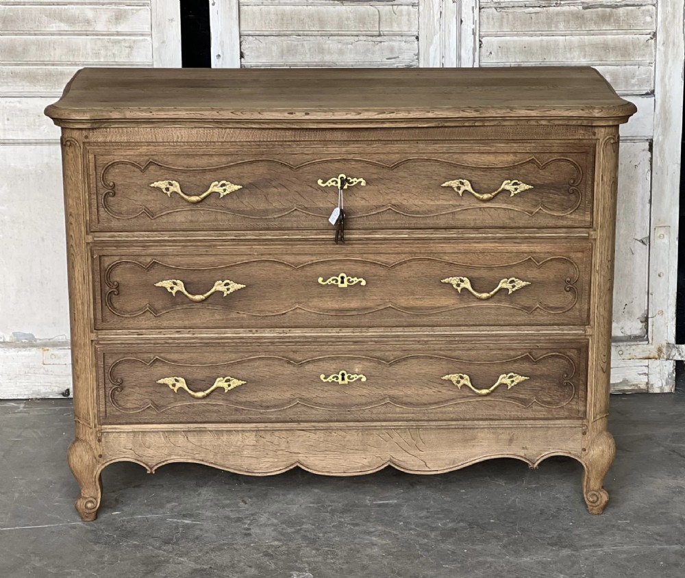 French Bleached Oak Commode Chest of Drawers