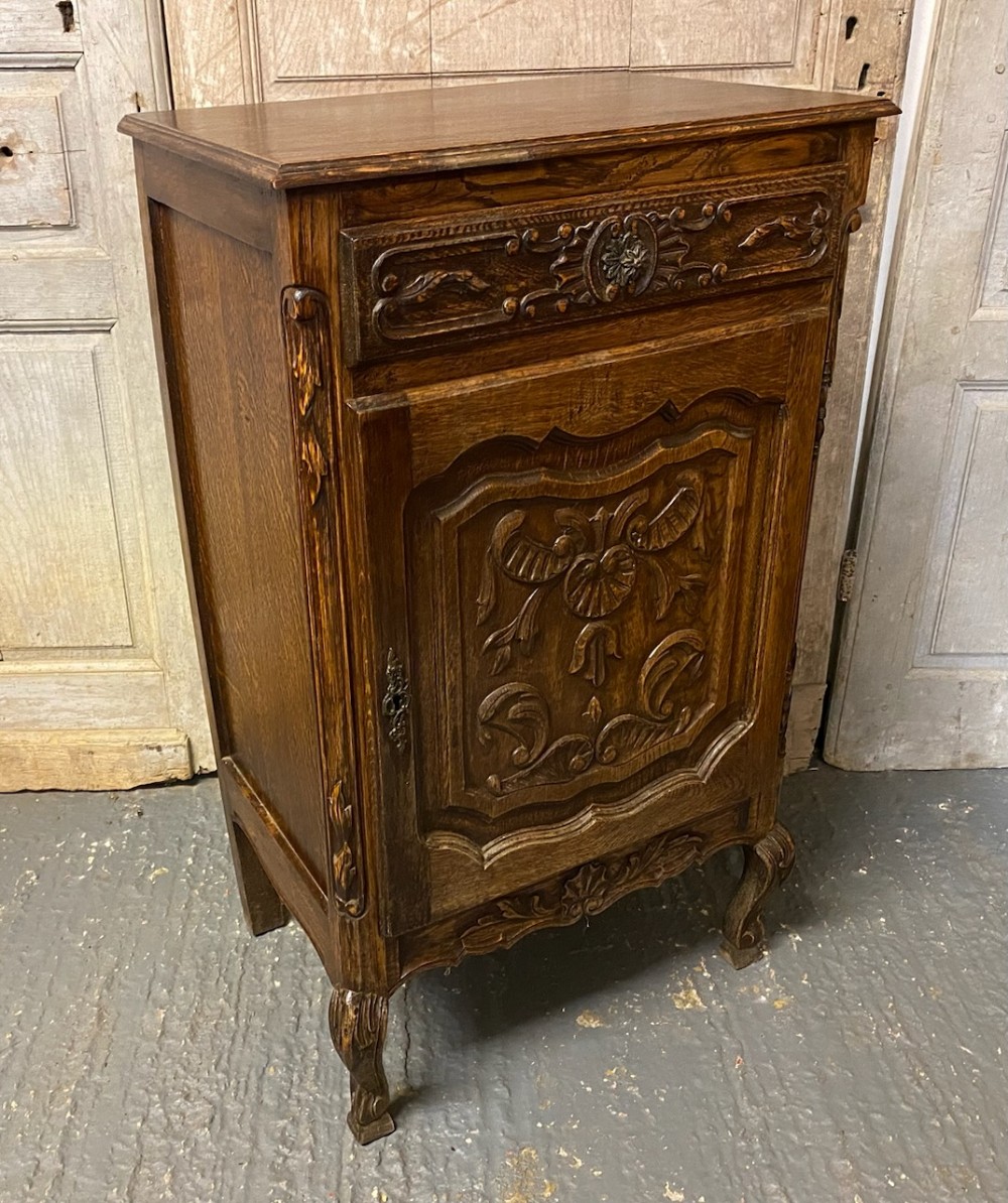 Small French Carved Oak Cabinet