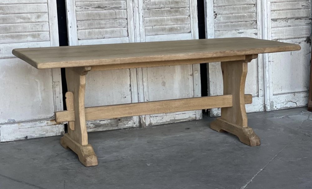 French Oak Farmhouse Trestle End Dining Table 