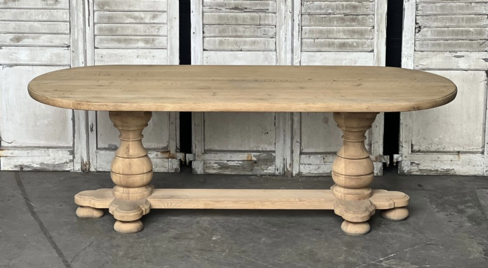 French Bleached Oak Monastery Dining Table 