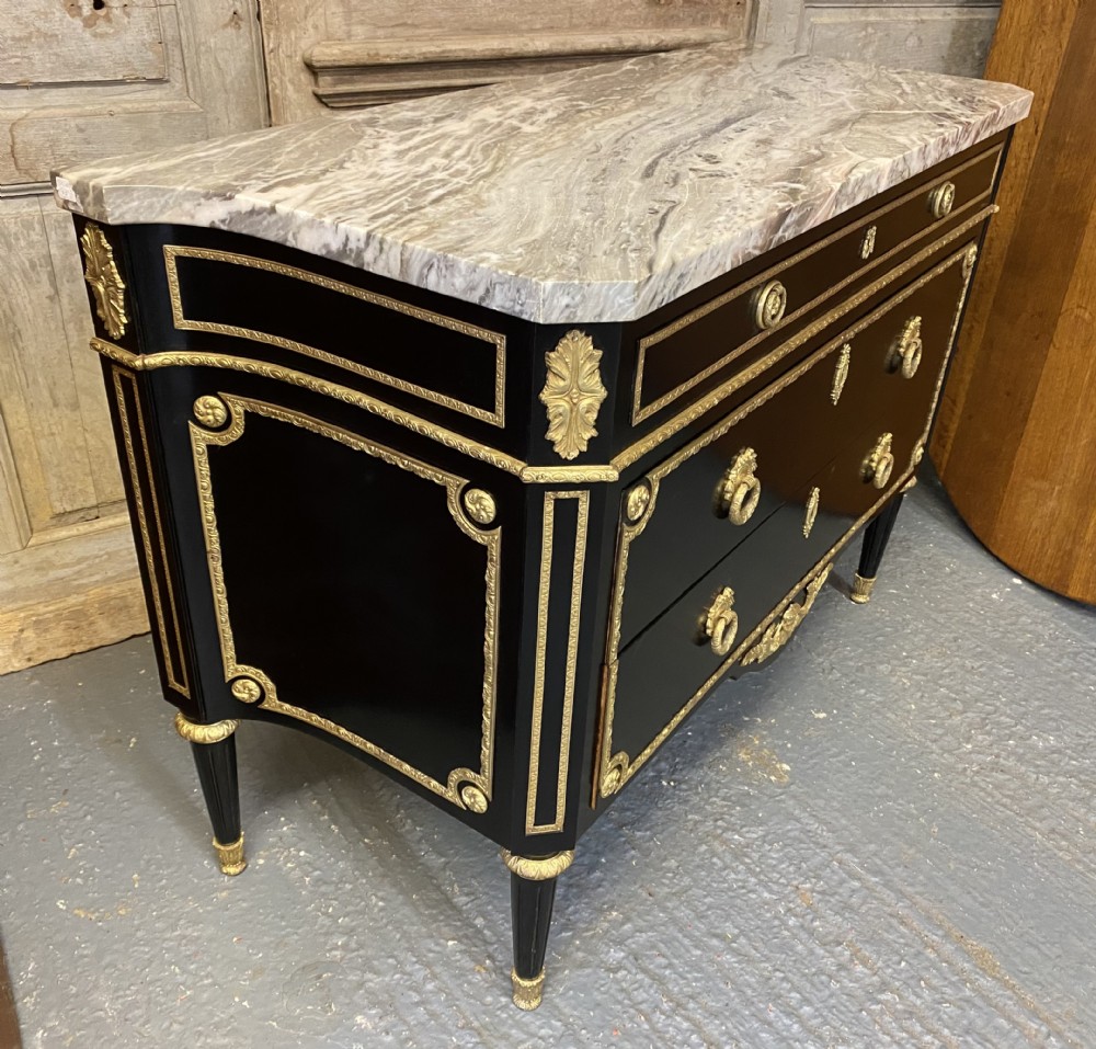 Wonderful French Ebonised Commode Chest of Drawers View V