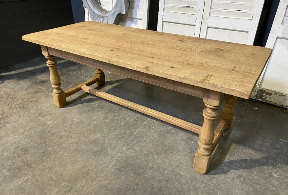 French Bleached Oak Farmhouse Dining Table 