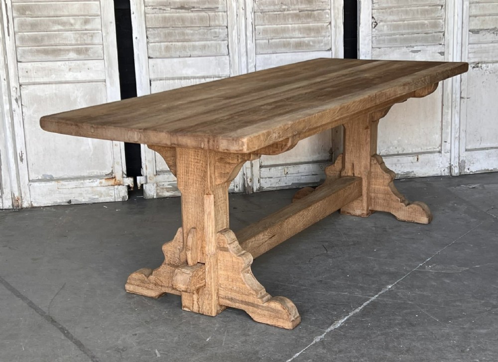 French Bleached Oak Farmhouse Dining Table 