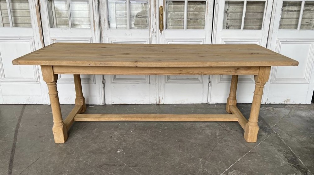 French Bleached Oak Farmhouse Dining Table 