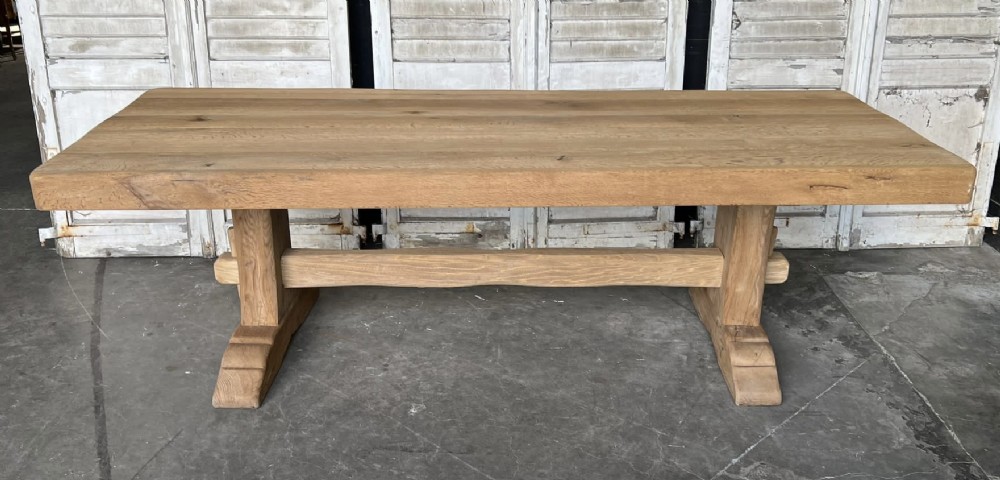 Long and Deep Bleached Oak Farmhouse Dining Table 