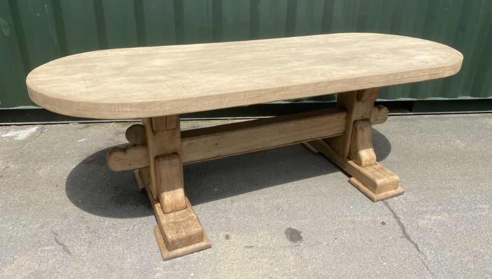 Large French Bleached Oak Farmhouse Dining Table 