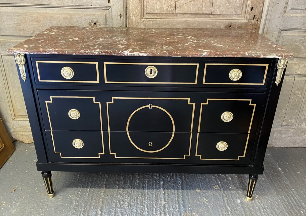 Stunning French Louis XVI Ebonised Commode Chest