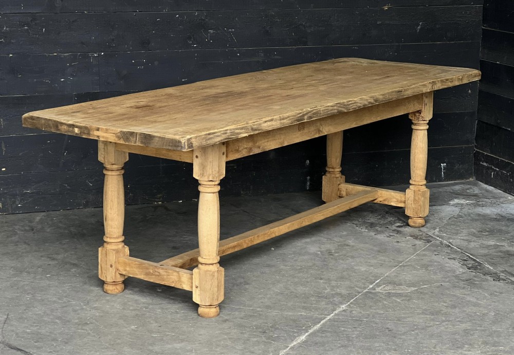 Larger French Bleached Oak Farmhouse Dining Table 