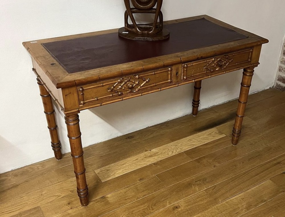Rare French Faux Bamboo Writing Table
