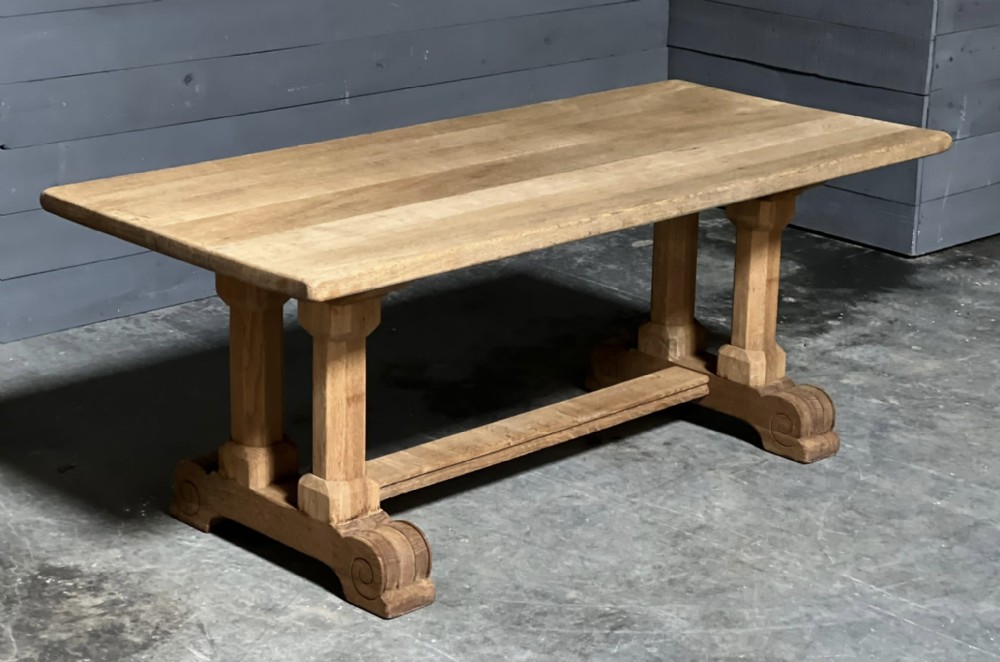 Deeper French Bleached Oak Farmhouse Dining Table 