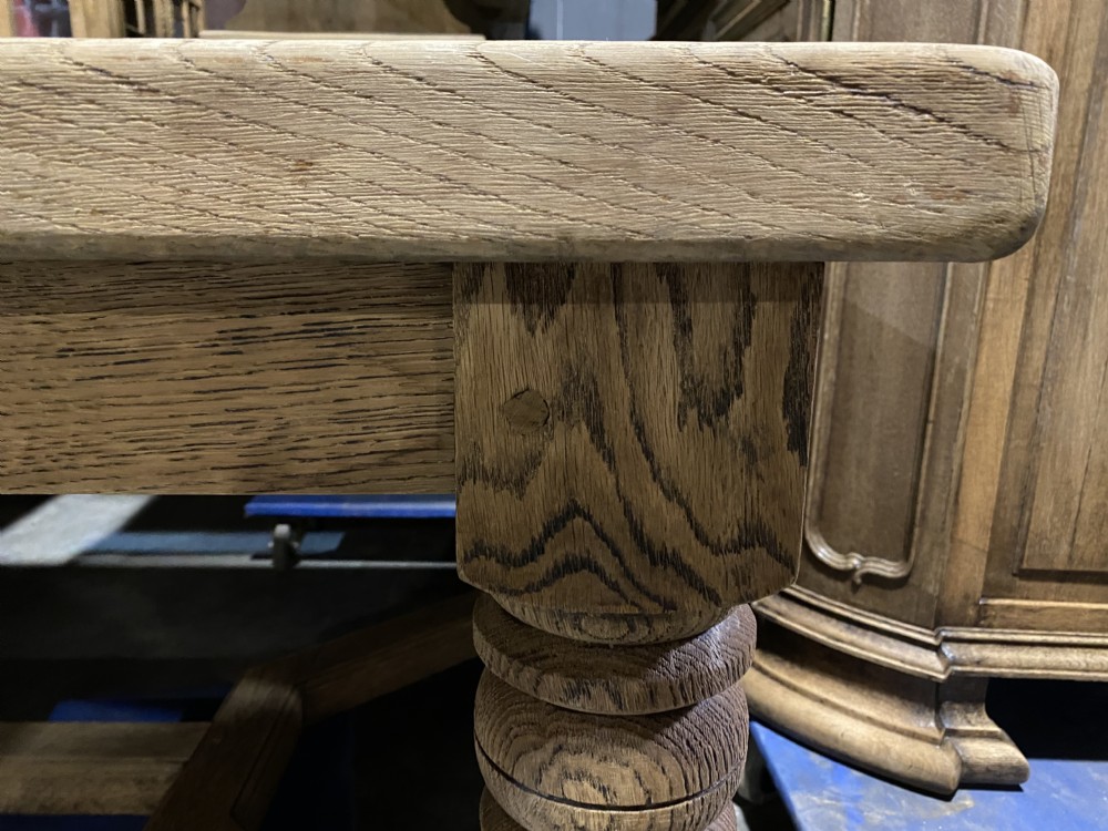 Incredible Oak 3M Parquetry Top Farmhouse Dining Table  View XXXI