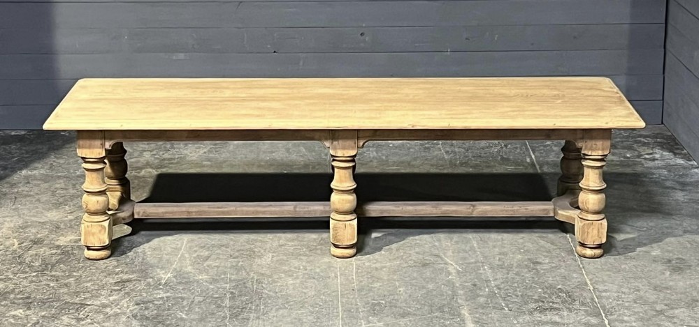 Huge French Bleached Oak Farmhouse Dining Table 
