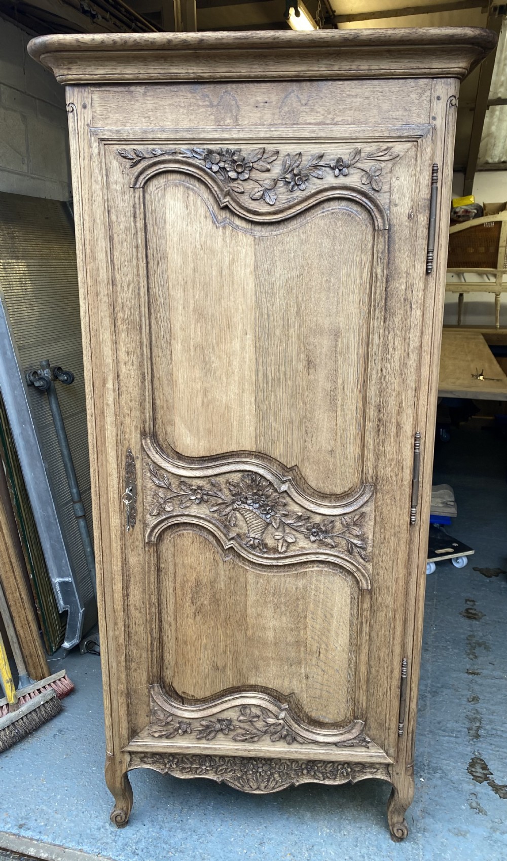 French Bleached Oak Single Door Armoire 