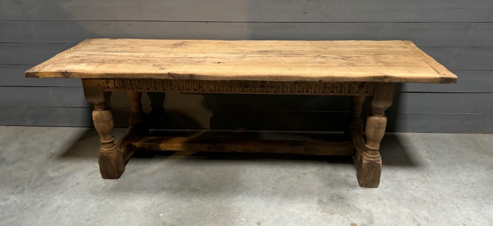 Larger French Bleached Oak Farmhouse Dining Table