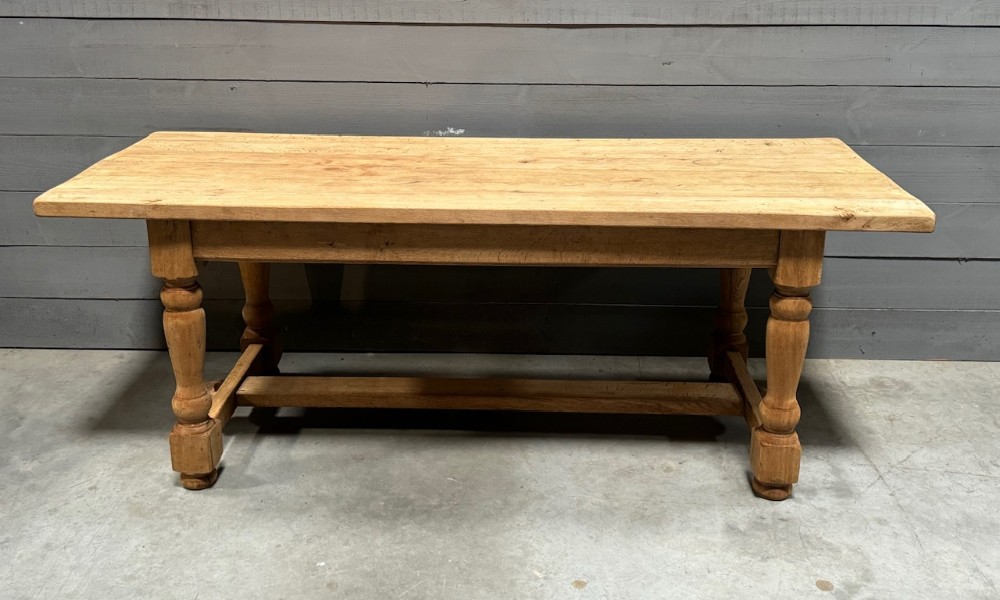 French Bleached Oak Farmhouse Dining Table 