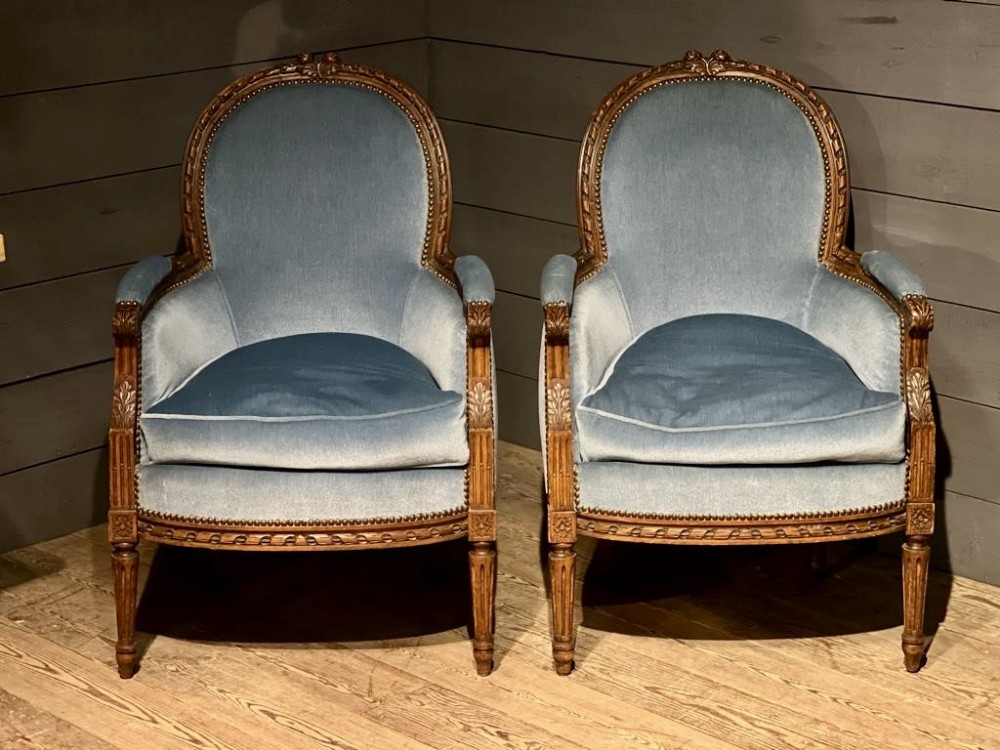 Pretty Pair French Bergere Arm Chairs