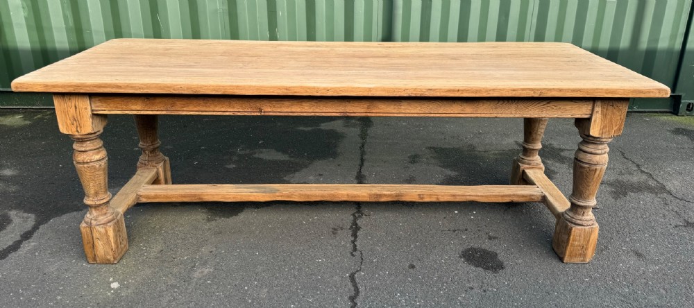 French Bleached Oak Farmhouse Dining Table 