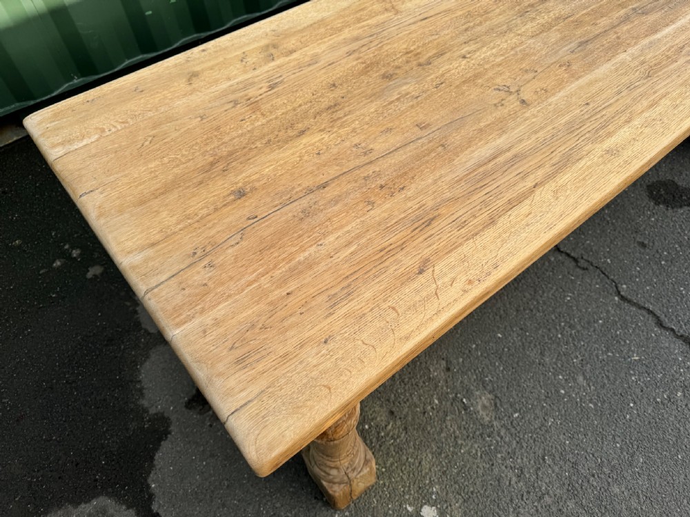 French Bleached Oak Farmhouse Dining Table  View X