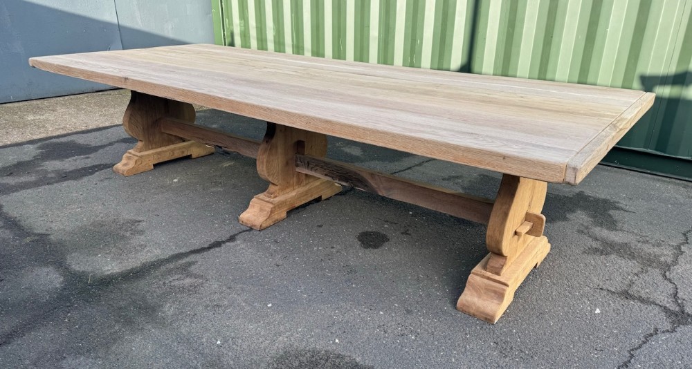 Incredible Huge Long & Deep Oak Farmhouse Dining Table 
