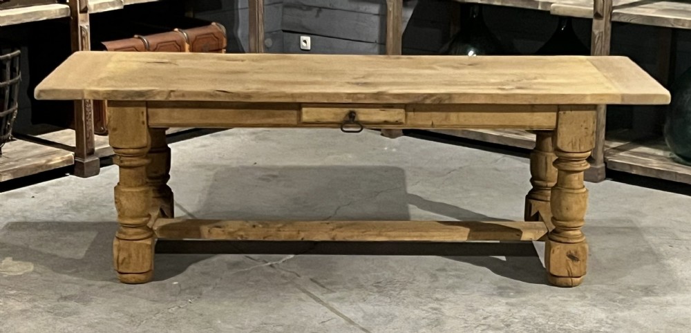 Bleached Oak Farmhouse Table with Drawer