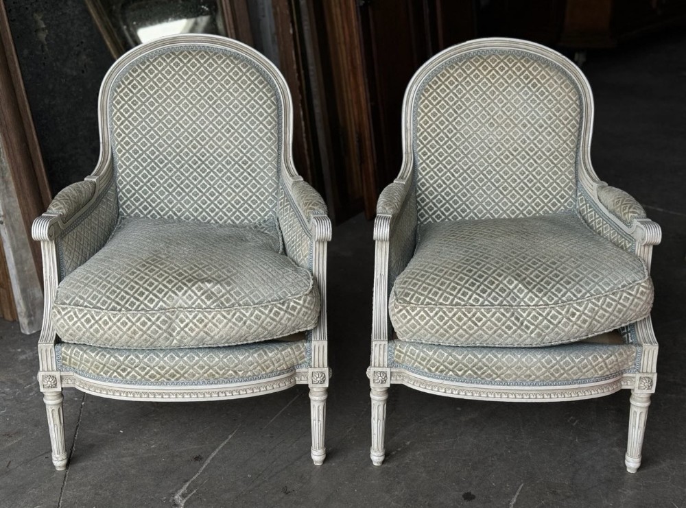 Pair French Bergere Arm Chairs