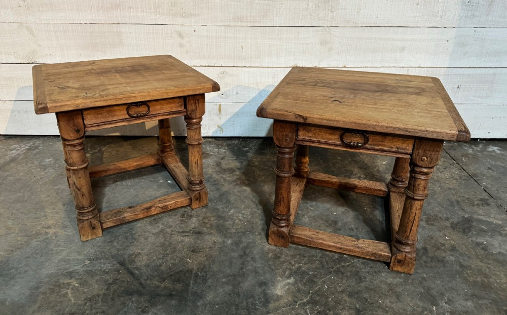 Pair Bleached Oak End Tables