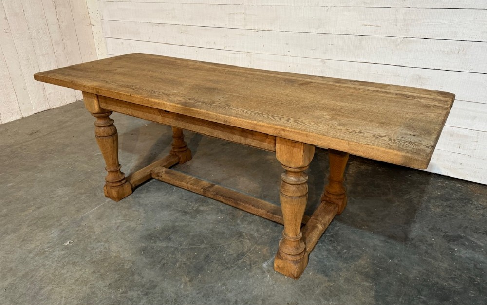 French Bleached Oak Farmhouse Dining Table 