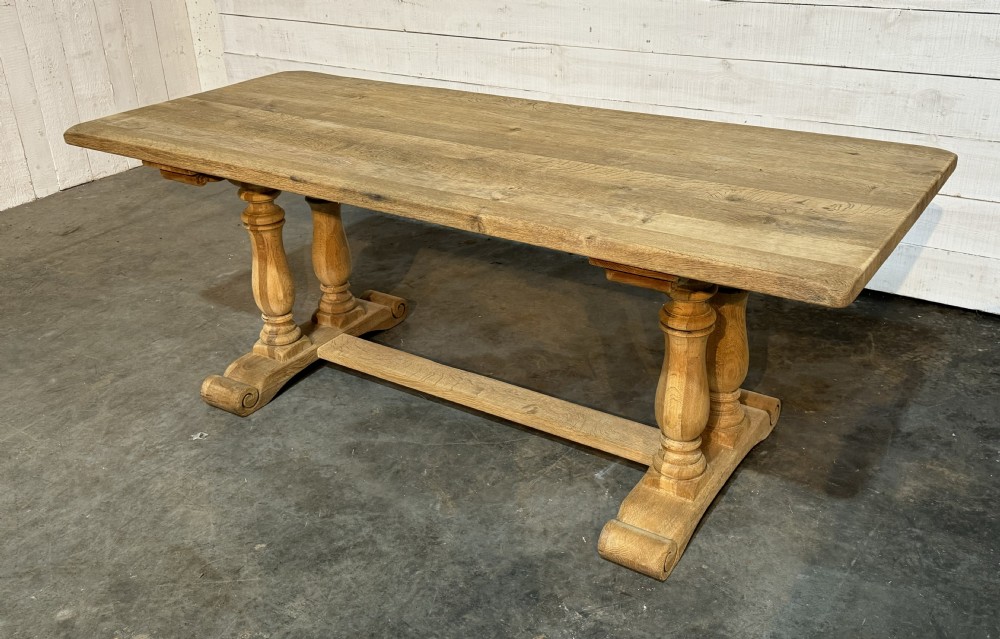 Baluster Leg French Bleached Oak Farmhouse Dining Table 