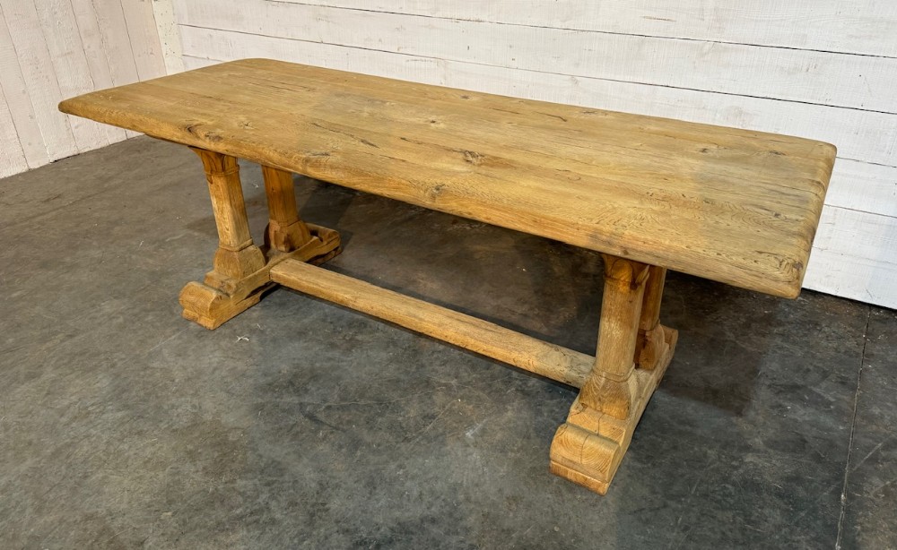 French Bleached Oak Farmhouse Dining Table 