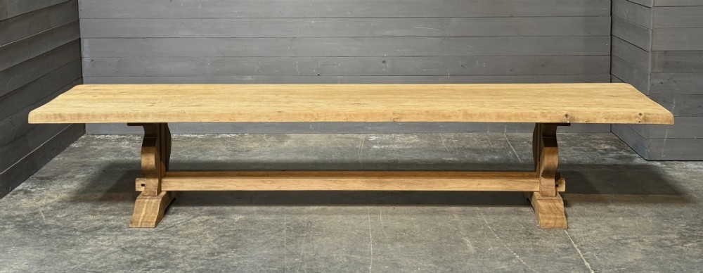 Massive 4 Meter French Bleached Oak Farmhouse Dining Table