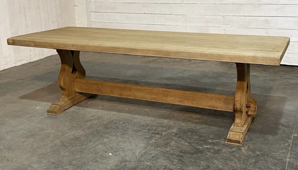 Large French Bleached Oak Farmhouse Dining Table 