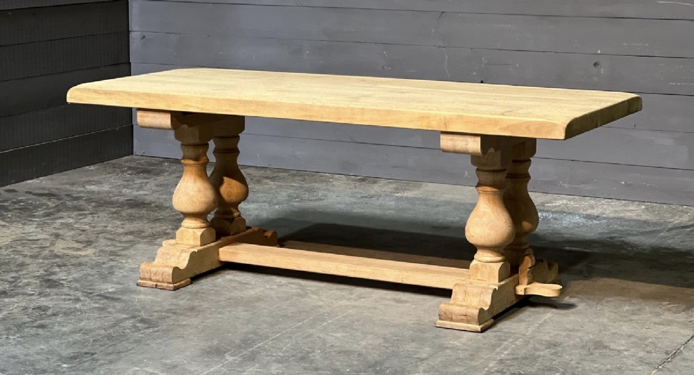 Baluster Leg Bleached Oak Farmhouse Dining Table 
