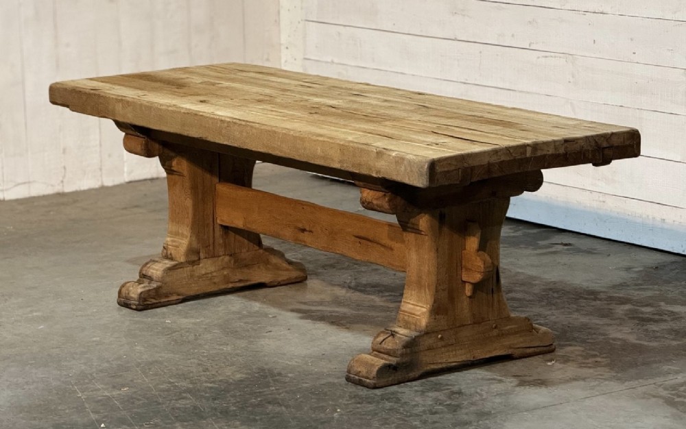 Larger French Bleached Oak Farmhouse Dining Table 