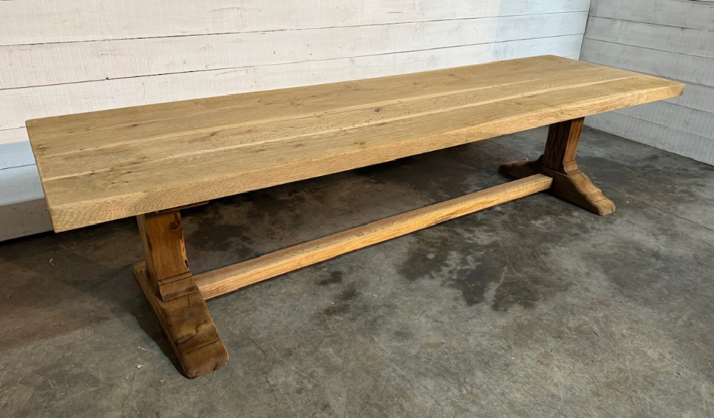 Huge 3M French Bleached Oak Farmhouse Dining Table 