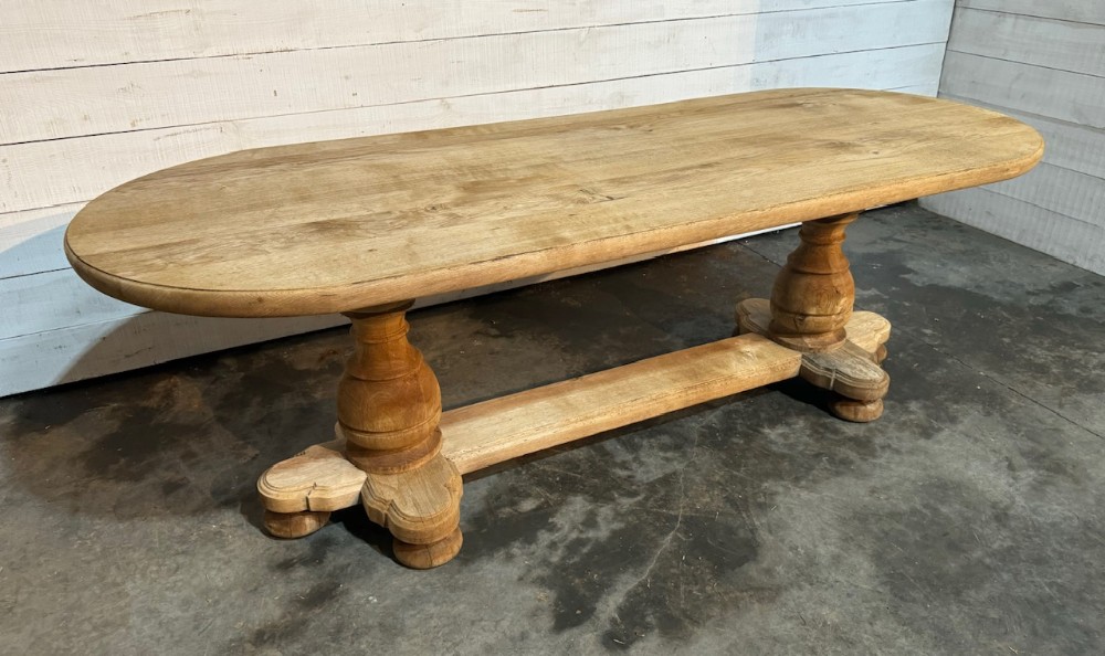Larger Monastery Bleached Oak French Dining Table 
