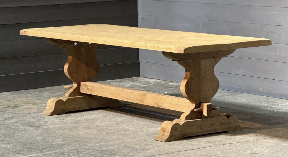 Large Bleached Oak Farmhouse Dining Table 