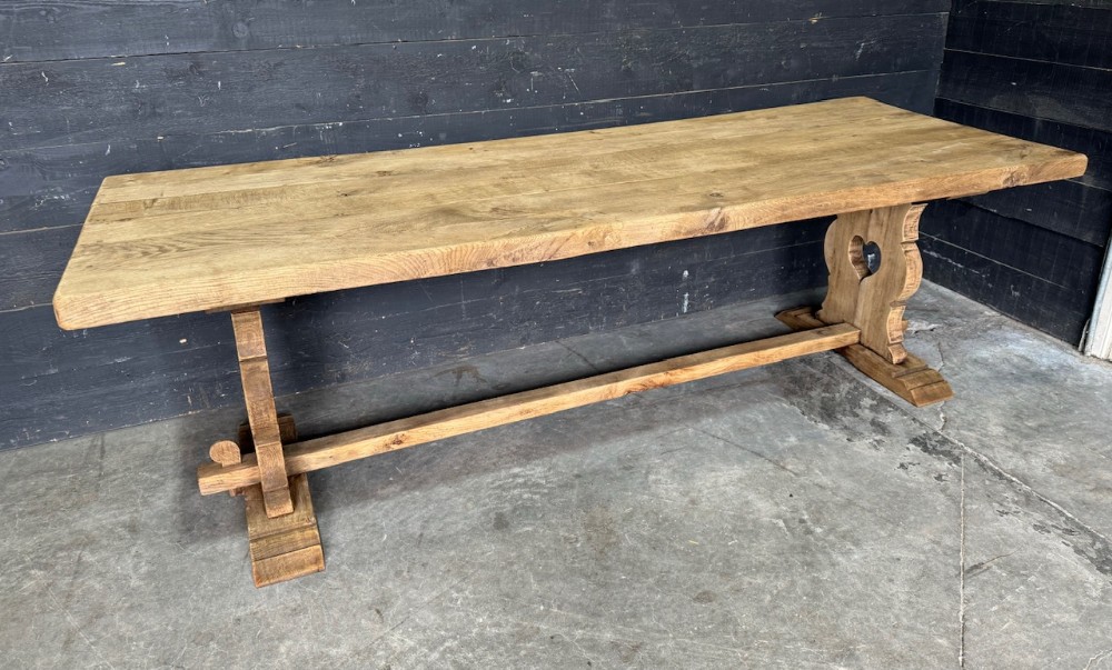 Large French Bleached Oak Farmhouse Dining Table 